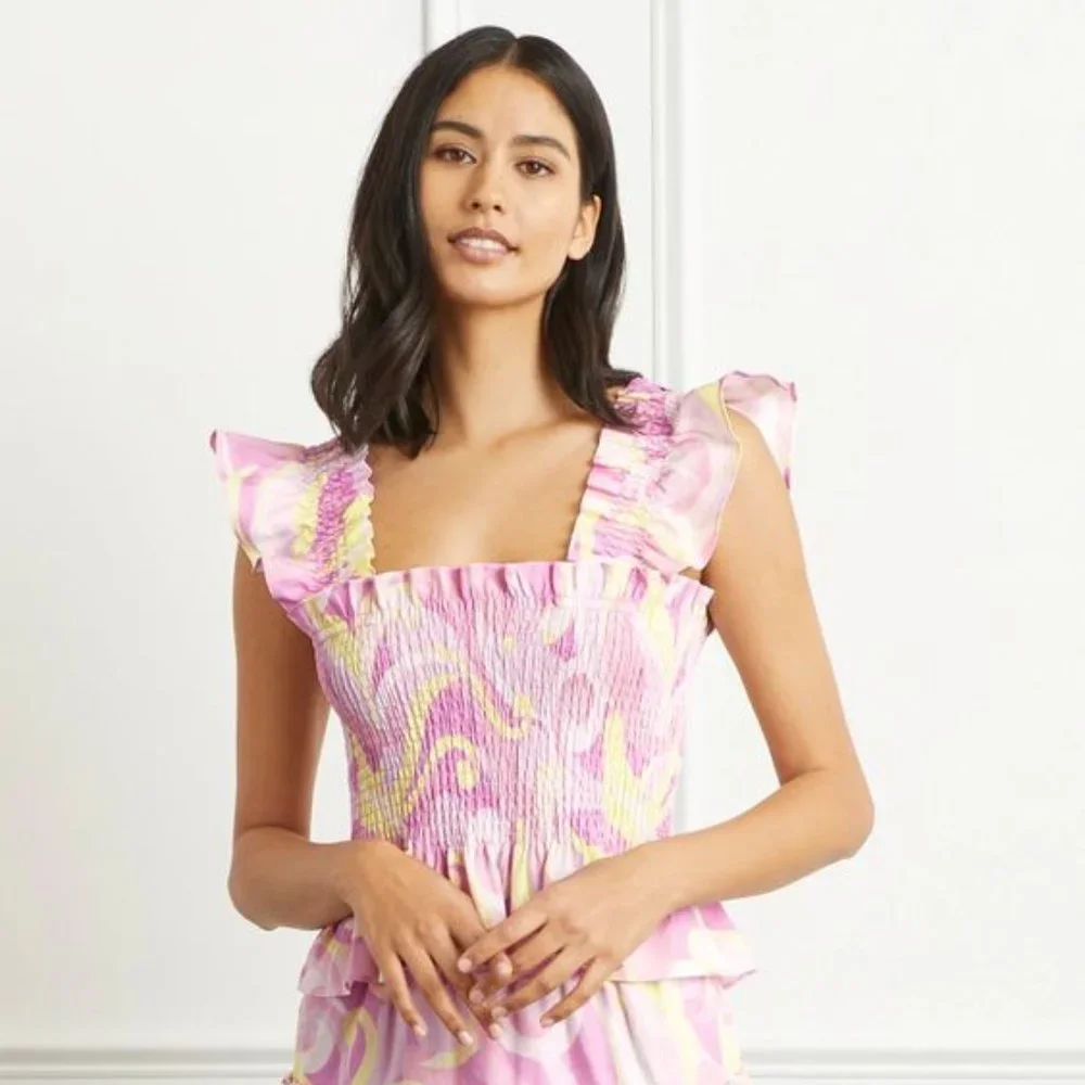 Hill House, The Paz Nap Top - Candy Kaleidoscope Linen, NWT - Picture 1 of 12